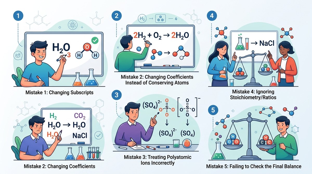 5 Common Mistakes Students Make When Balancing Chemical Equations